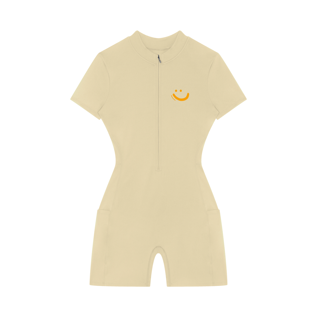 Women's  GOOD VIBES graffiti logo Quarter-Zip/Sleeve Romper