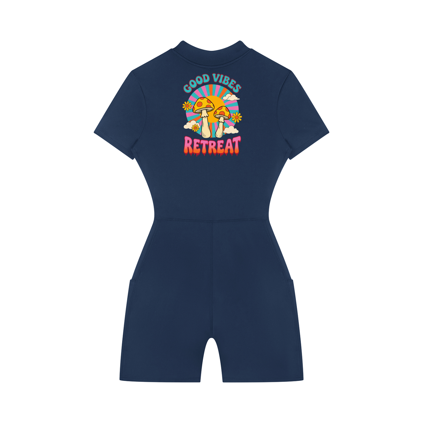 Women's  GOOD VIBES graffiti logo Quarter-Zip/Sleeve Romper
