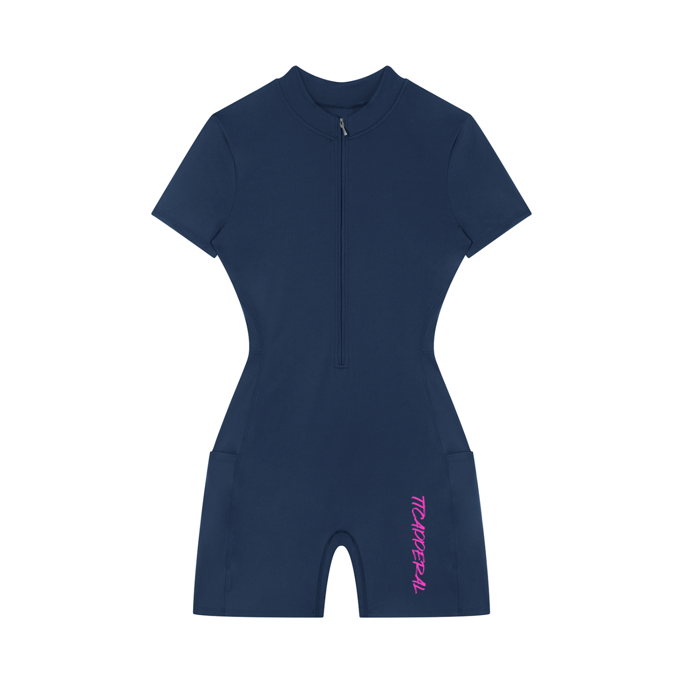 Women's SMILE FACE graffiti logo Quarter-Zip Sleeve Romper