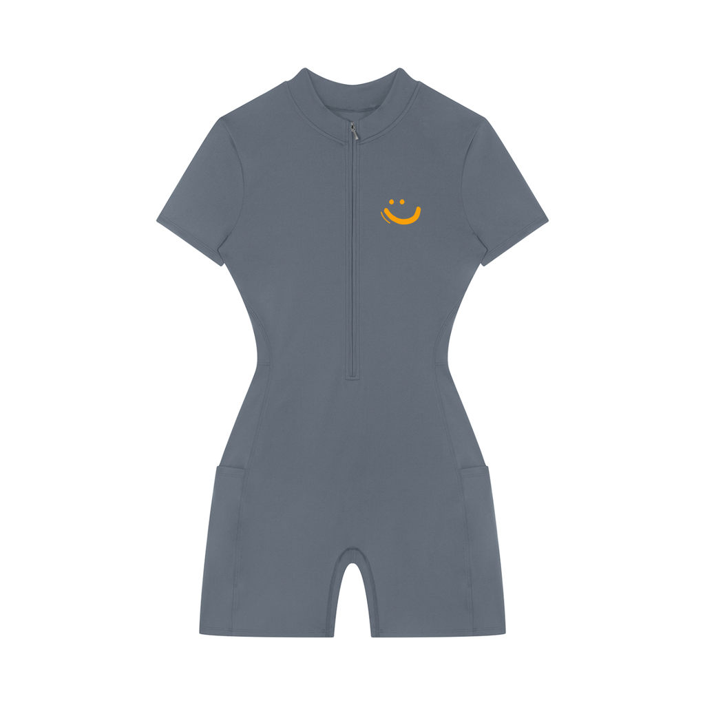 Women's  GOOD VIBES graffiti logo Quarter-Zip/Sleeve Romper