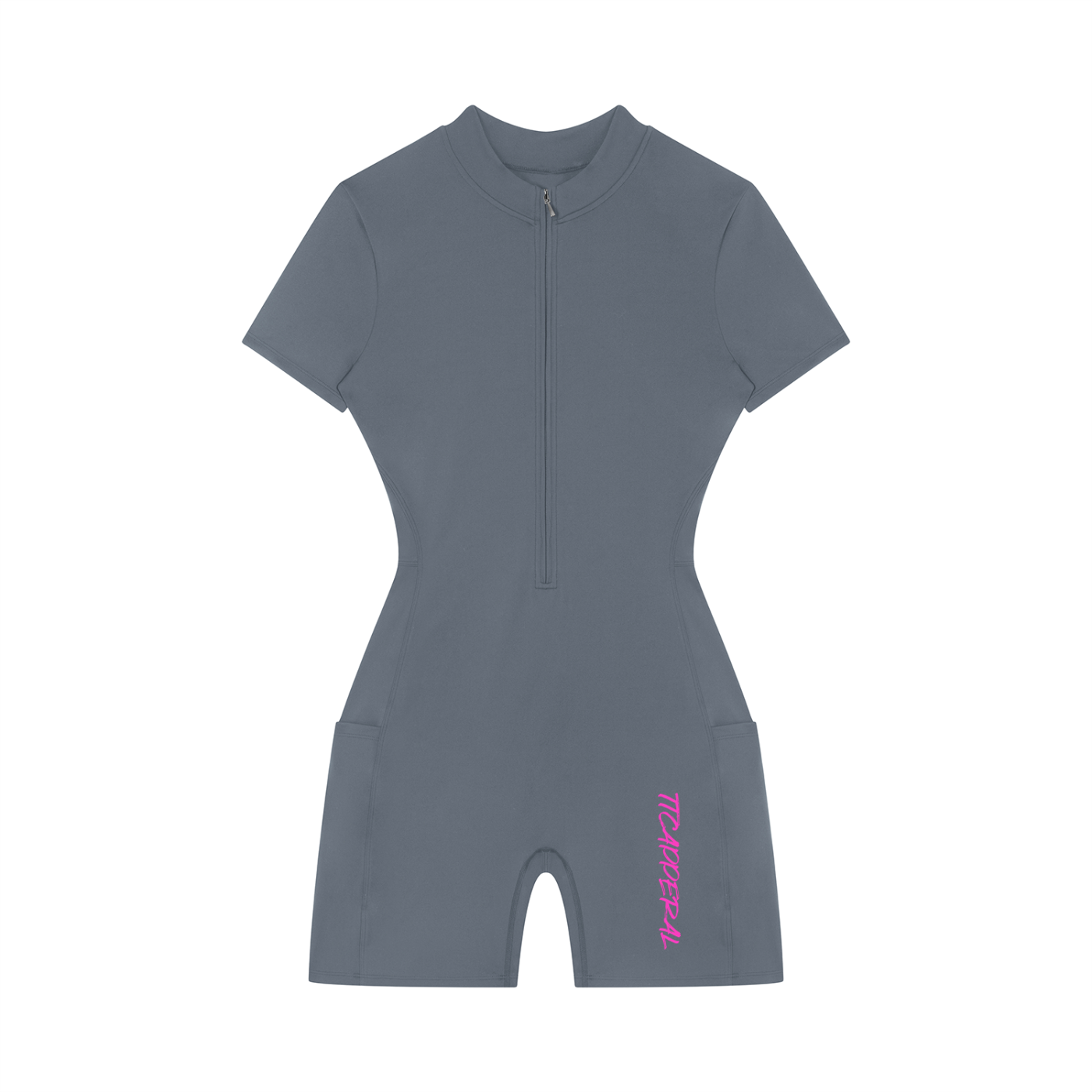 Women's SMILE FACE graffiti logo Quarter-Zip Sleeve Romper