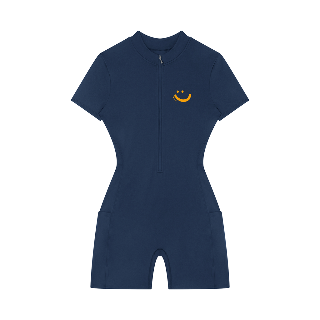 Women's  GOOD VIBES graffiti logo Quarter-Zip/Sleeve Romper