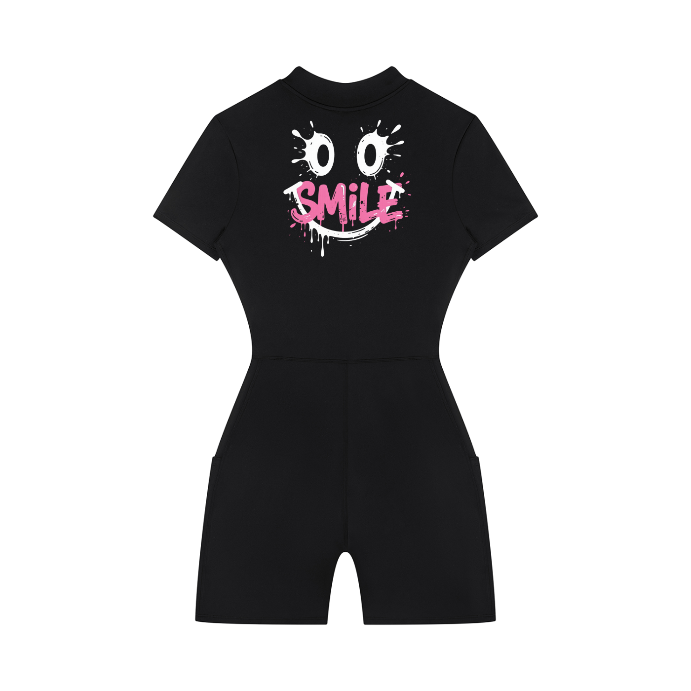 Women's graffiti logo Quarter-Zip Sleeve Romper
