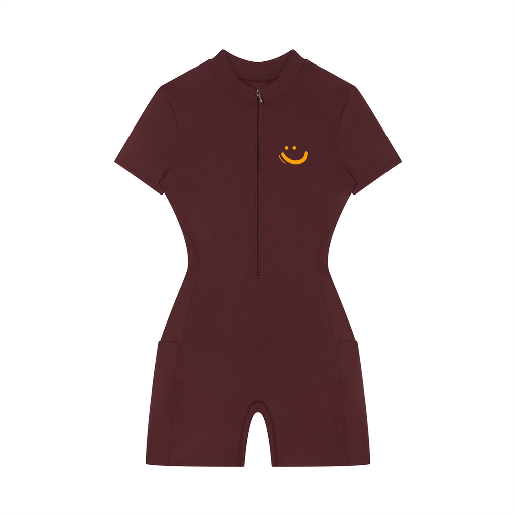 Women's  GOOD VIBES graffiti logo Quarter-Zip/Sleeve Romper