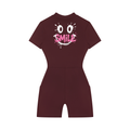 Women's SMILE FACE graffiti logo Quarter-Zip Sleeve Romper