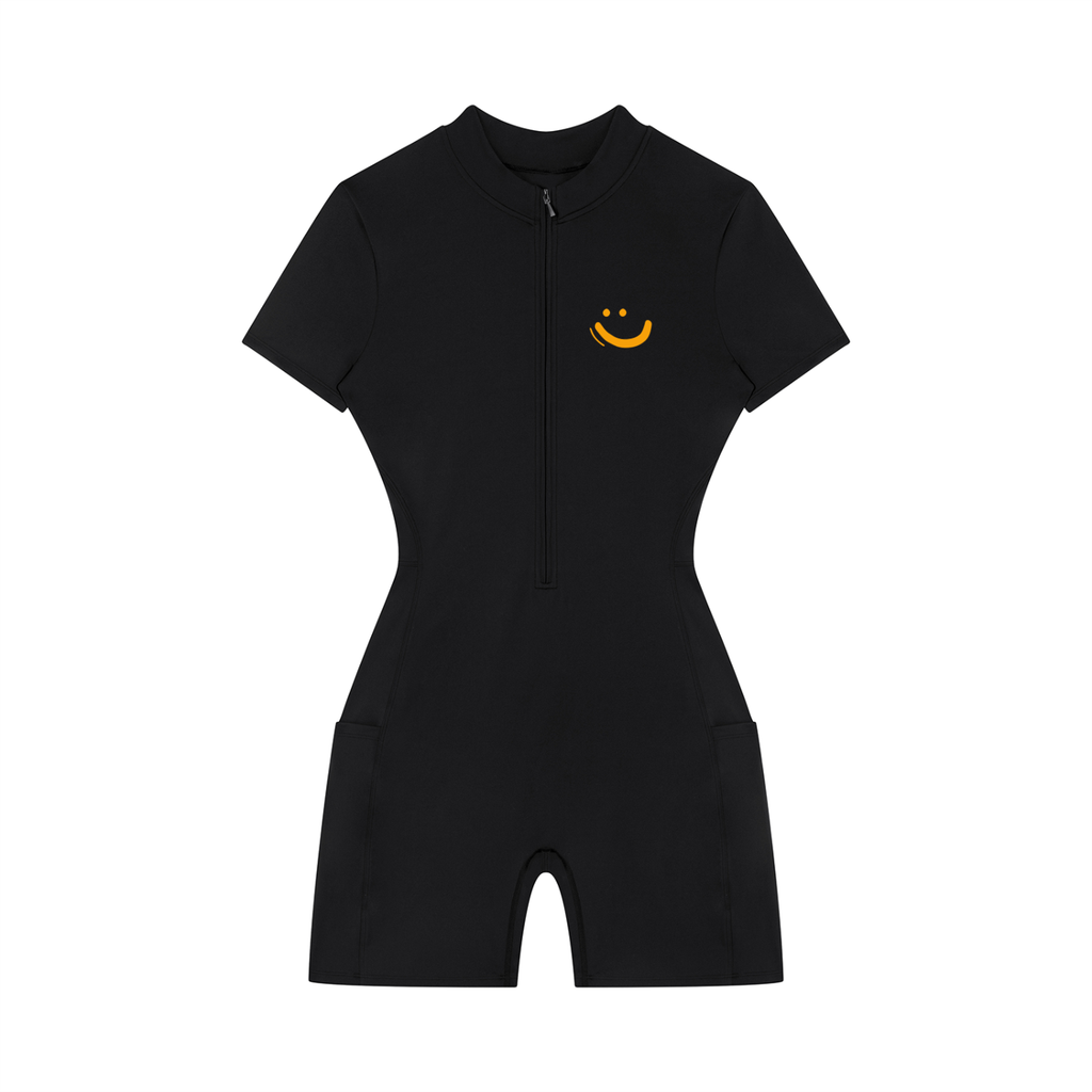 Women's  GOOD VIBES graffiti logo Quarter-Zip/Sleeve Romper